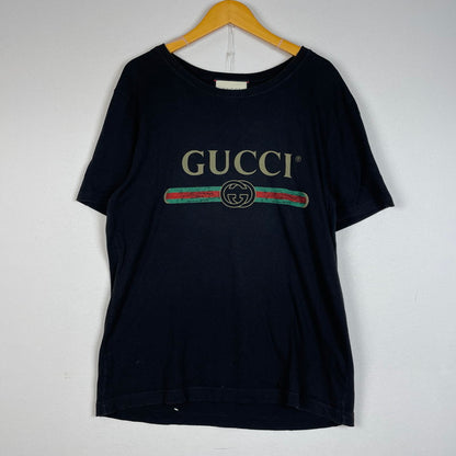 【中古品】【メンズ】 GUCCI グッチ LOGO WASHED OVERSIZE TEE 440103 ロゴ ウォッシュド オーバーサイズ Tシャツ 半袖 トップス 141-260612-yo-10-tei サイズ：S カラー：ブラック 万代Net店