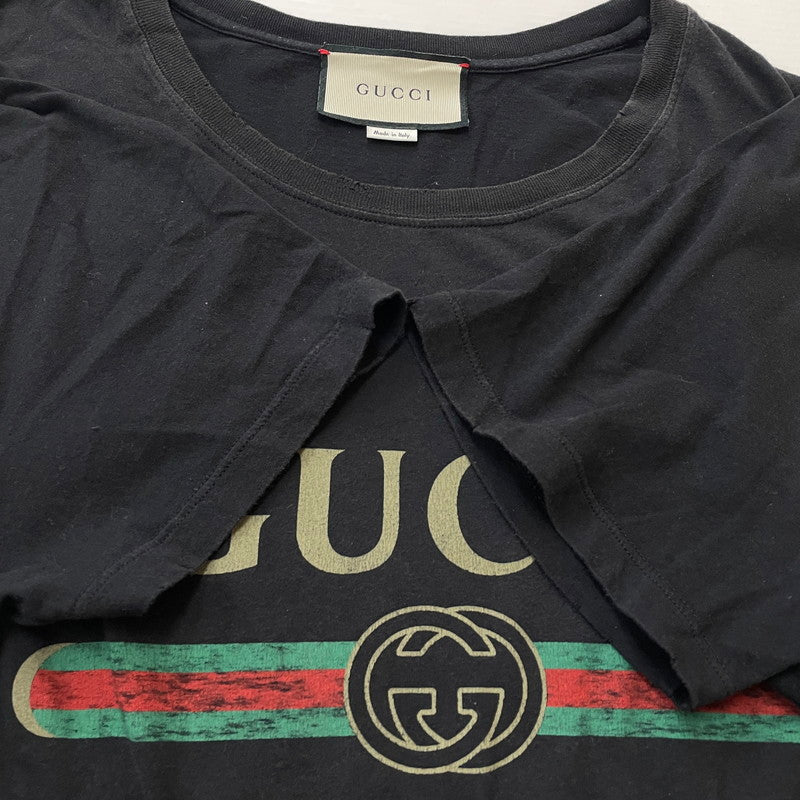 【中古品】【メンズ】 GUCCI グッチ LOGO WASHED OVERSIZE TEE 440103 ロゴ ウォッシュド オーバーサイズ Tシャツ 半袖 トップス 141-260612-yo-10-tei サイズ：S カラー：ブラック 万代Net店