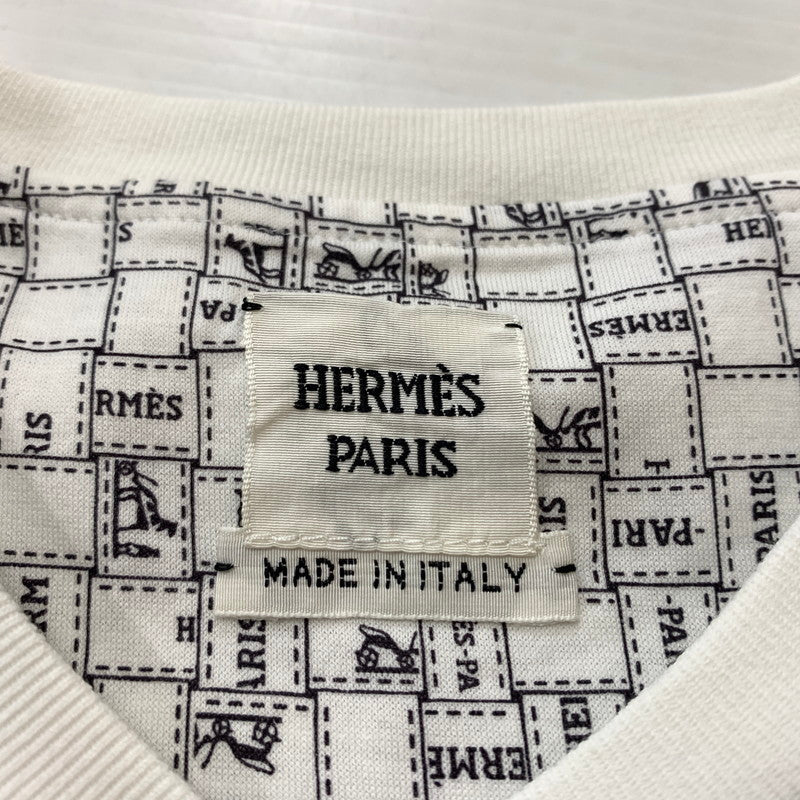 【中古品】【レディース】 HERMES エルメス BOLDUC AU CARRE COTTON TEE H5E4645DK ボルデュック コットン Tシャツ 半袖 トップス 141-260611-yo-10-tei サイズ：34 カラー：ホワイト 万代Net店