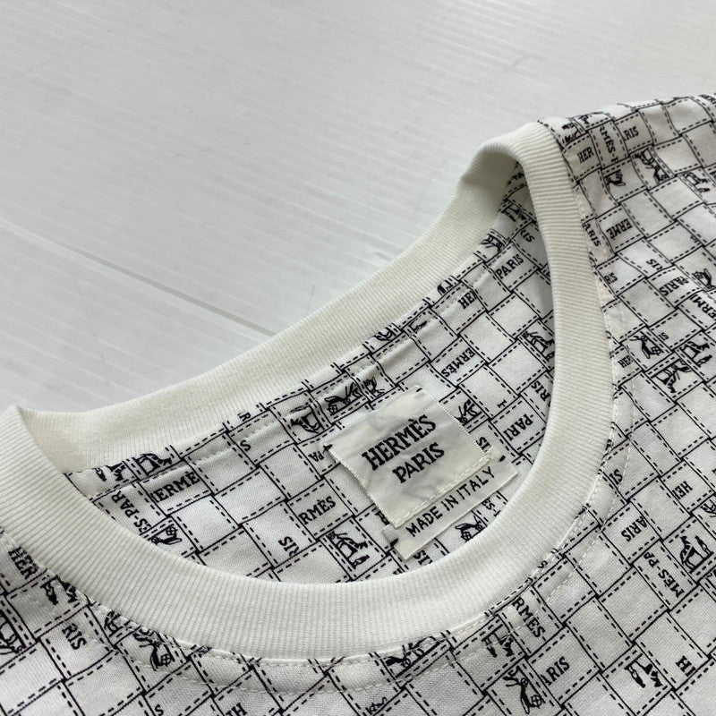 【中古品】【レディース】 HERMES エルメス BOLDUC AU CARRE COTTON TEE H5E4645DK ボルデュック コットン Tシャツ 半袖 トップス 141-260611-yo-10-tei サイズ：34 カラー：ホワイト 万代Net店