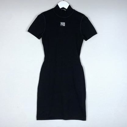 【中古品】【レディース】 ALEXANDER WANG アレキサンダーワン TIGHT FIT LOGO SS DRESS 4KC2206013 タイト フィット ロゴ ショートスリーブ ドレス ワンピース 170-260611-yo-11-tei サイズ：XS カラー：ブラック 万代Net店