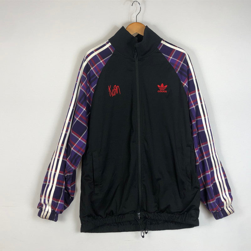 【中古品】【メンズ】 ADIDAS アディダス × KORN コーン 別注 コラボ TRACK TOP JG1341 トラック トップ 長袖 トップス 148-260609-sa-08-tei サイズ：2XL カラー：ブラックレッド 万代Net店