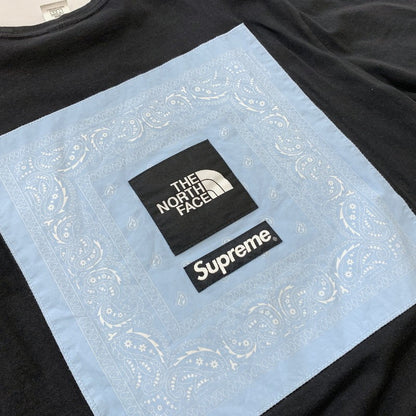 【中古品】【メンズ】 SUPREME シュプリーム × THE NORTH FACE ザ・ノースフェイス 別注 コラボ 22SS BANDANA TEE NT02209I バンダナ Tシャツ 半袖 トップス 149-260611-yo-02-tei サイズ：XL カラー：ブラック 万代Net店