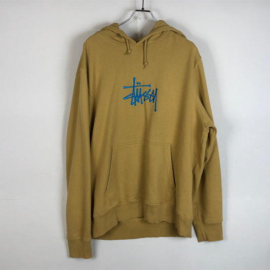 【中古品】【メンズ】 STUSSY ステューシ FRONT LOGO PULLOVER PARKA 118425 フード ロゴ プリント プルーオーバー パーカー トップス パーカー 142-260609-sa-14-tei サイズ：L カラー：マスタード 万代Net店