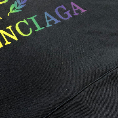 【中古品】【メンズ】 BALENCIAGA バレンシアガ 19SS RAINBOW BB LOGO HOODIE 570811 TEV50 レインボー BBロゴ フーディ 長袖 トップス プルオーバーパーカー 141-260611-yo-05-tei サイズ：XXS カラー：ブラック 万代Net店