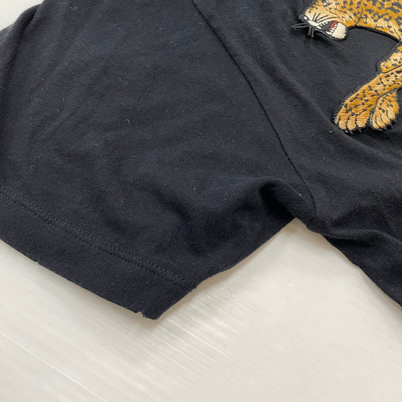 【中古品】【メンズ】 GUCCI グッチ 18SS LEOPARD VINTAGE LOGO PRINT EMBROIDERY TEE 493117-X9X96 レオパード ヴィンテージロゴ プリント エンブロイダリー Tシャツ 半袖 141-260612-yo-09-tei サイズ：XS カラー：ブラック 万代Net店
