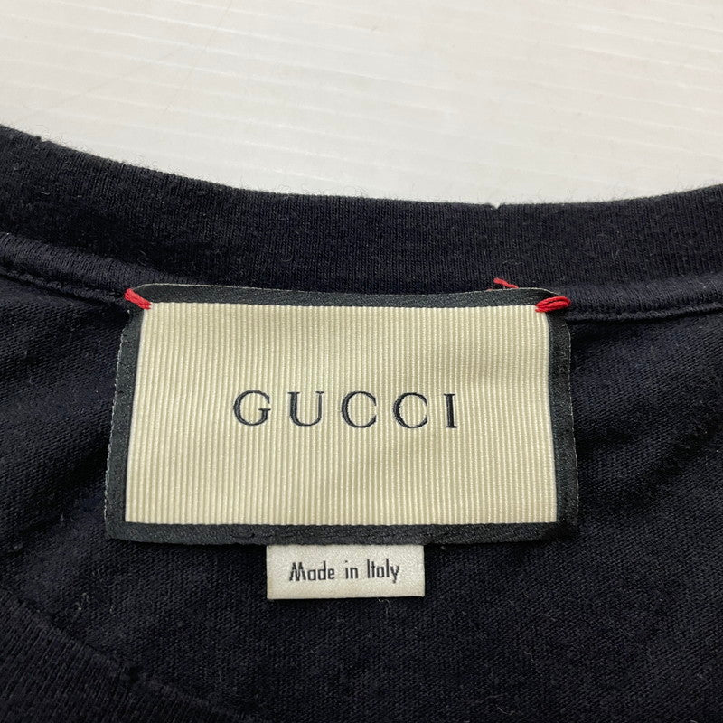 【中古品】【メンズ】 GUCCI グッチ 18SS LEOPARD VINTAGE LOGO PRINT EMBROIDERY TEE 493117-X9X96 レオパード ヴィンテージロゴ プリント エンブロイダリー Tシャツ 半袖 141-260612-yo-09-tei サイズ：XS カラー：ブラック 万代Net店
