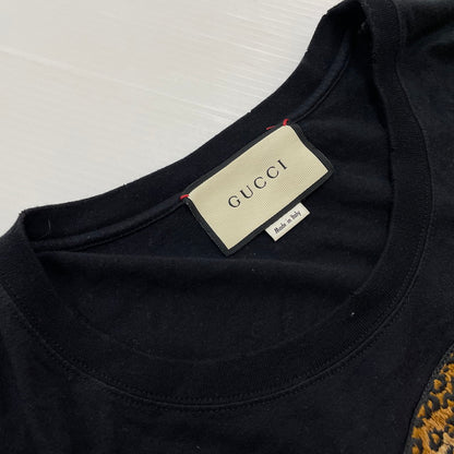 【中古品】【メンズ】 GUCCI グッチ 18SS LEOPARD VINTAGE LOGO PRINT EMBROIDERY TEE 493117-X9X96 レオパード ヴィンテージロゴ プリント エンブロイダリー Tシャツ 半袖 141-260612-yo-09-tei サイズ：XS カラー：ブラック 万代Net店