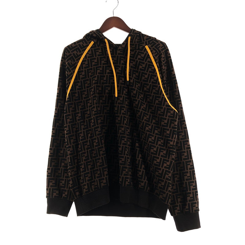 【中古品】【メンズ】 FENDI フェンディ FF LOGO HOODIE FY0945 A6ZT FFロゴ フーディ トップス プルオーバーパーカー ズッカ柄 141-260610-sa-09-tei サイズ：M カラー：ブラウン 万代Net店