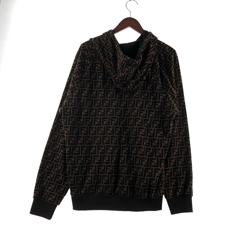 【中古品】【メンズ】 FENDI フェンディ FF LOGO HOODIE FY0945 A6ZT FFロゴ フーディ トップス プルオーバーパーカー ズッカ柄 141-260610-sa-09-tei サイズ：M カラー：ブラウン 万代Net店