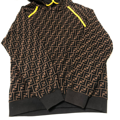 【中古品】【メンズ】 FENDI フェンディ FF LOGO HOODIE FY0945 A6ZT FFロゴ フーディ トップス プルオーバーパーカー ズッカ柄 141-260610-sa-09-tei サイズ：M カラー：ブラウン 万代Net店