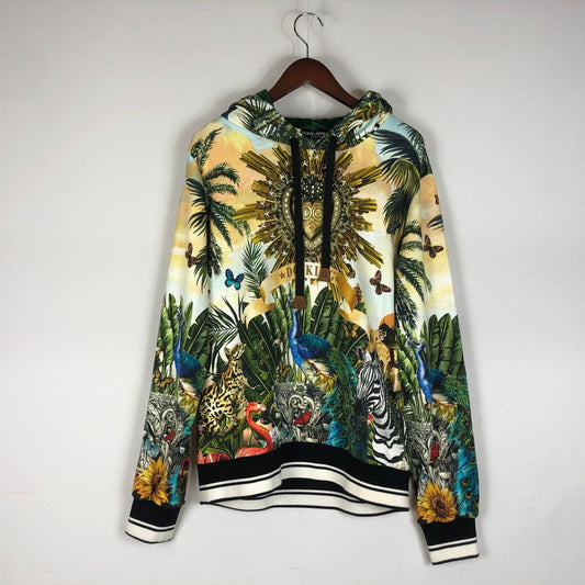 【中古品】【メンズ】 DOLCHE&GABBANA ドルチェアンドガッバーナ DG KING TROPICAL PRINT HOODIE G9OF9T キング トロピカル プリント フーディ トップス プルオーバーパーカー 141-260609-sa-06-tei サイズ：50 カラー：総柄 万代Net店