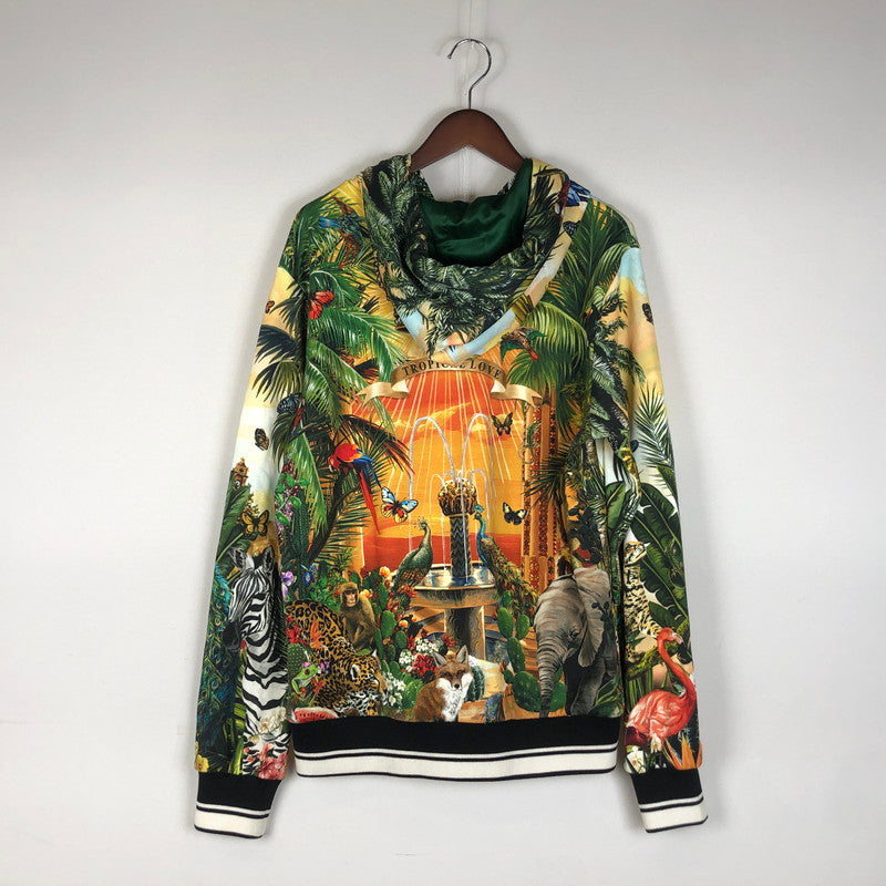 【中古品】【メンズ】 DOLCHE&GABBANA ドルチェアンドガッバーナ DG KING TROPICAL PRINT HOODIE G9OF9T キング トロピカル プリント フーディ トップス プルオーバーパーカー 141-260609-sa-06-tei サイズ：50 カラー：総柄 万代Net店