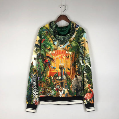 【中古品】【メンズ】 DOLCHE&GABBANA ドルチェアンドガッバーナ DG KING TROPICAL PRINT HOODIE G9OF9T キング トロピカル プリント フーディ トップス プルオーバーパーカー 141-260609-sa-06-tei サイズ：50 カラー：総柄 万代Net店
