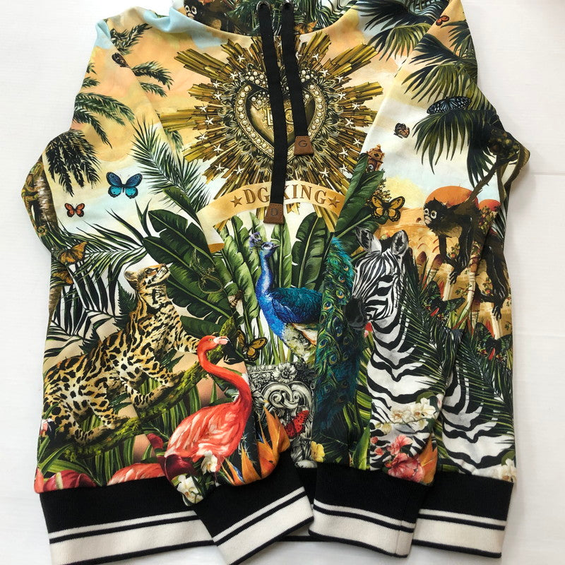 【中古品】【メンズ】 DOLCHE&GABBANA ドルチェアンドガッバーナ DG KING TROPICAL PRINT HOODIE G9OF9T キング トロピカル プリント フーディ トップス プルオーバーパーカー 141-260609-sa-06-tei サイズ：50 カラー：総柄 万代Net店