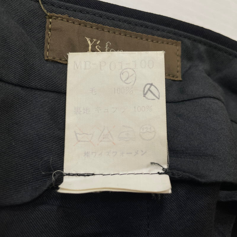 【中古品】【メンズ】 Y’S FOR MEN ワイズフォーメン 2TUCK TAPERED WOOL SLACKS PANTS MB-P01-100 2タック ワイドテーパード ウール スラックス パンツ 151-260616-yo-11-tei サイズ：LL カラー：ブラック 万代Net店
