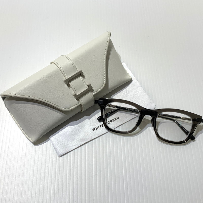 【中古品】【メンズ】 THE WHITE SCREEN ホワイトスクリーン ACETATE TITANIUM アセテート チタニウム アイウェア 眼鏡 サングラス ※度入り 203-260613-ko-08-tei サイズ：48□21-147 カラー：クリアグレー系 万代Net店