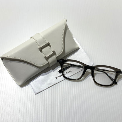 【中古品】【メンズ】 THE WHITE SCREEN ホワイトスクリーン ACETATE TITANIUM アセテート チタニウム アイウェア 眼鏡 サングラス ※度入り 203-260613-ko-08-tei サイズ：48□21-147 カラー：クリアグレー系 万代Net店