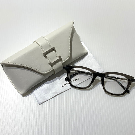 【中古品】【メンズ】 THE WHITE SCREEN ホワイトスクリーン ACETATE TITANIUM アセテート チタニウム アイウェア 眼鏡 サングラス ※度入り 203-260613-ko-08-tei サイズ：48□21-147 カラー：クリアグレー系 万代Net店
