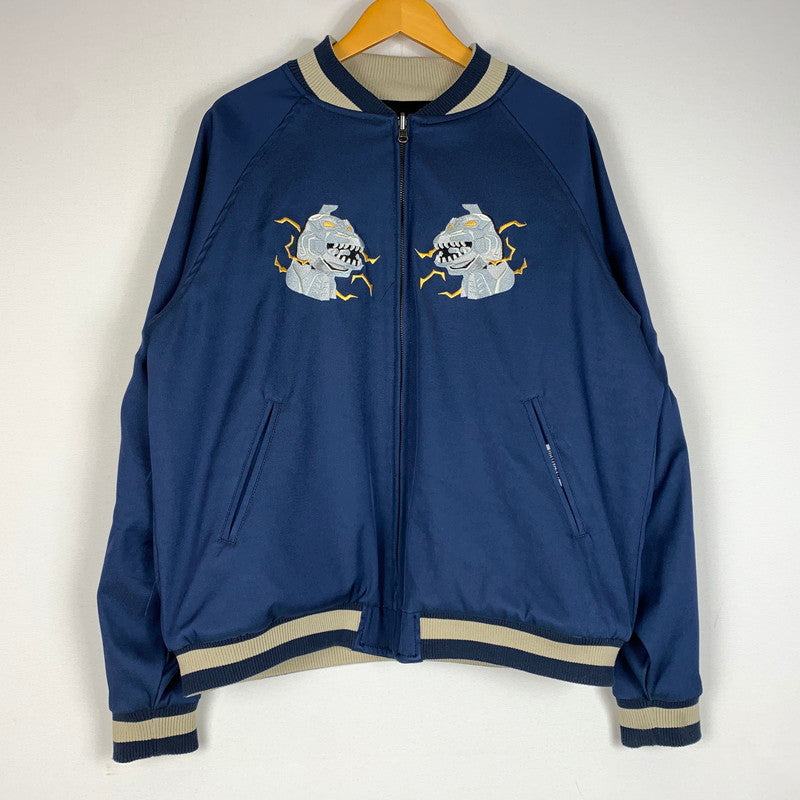 【中古品】【メンズ】 HOMEGAME ホームゲーム GOZZILA REVERSIBLE SOUVENIR JACKET ゴジラ リバーシブル スーベニアジャケット アウター 145-260611-yo-04-tei サイズ：L カラー：ブラック/ブルー 万代Net店