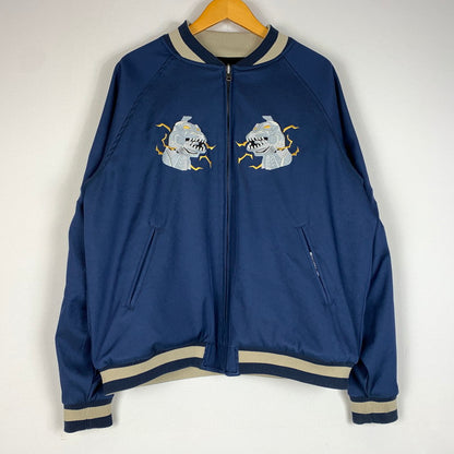 【中古品】【メンズ】 HOMEGAME ホームゲーム GOZZILA REVERSIBLE SOUVENIR JACKET ゴジラ リバーシブル スーベニアジャケット アウター 145-260611-yo-04-tei サイズ：L カラー：ブラック/ブルー 万代Net店