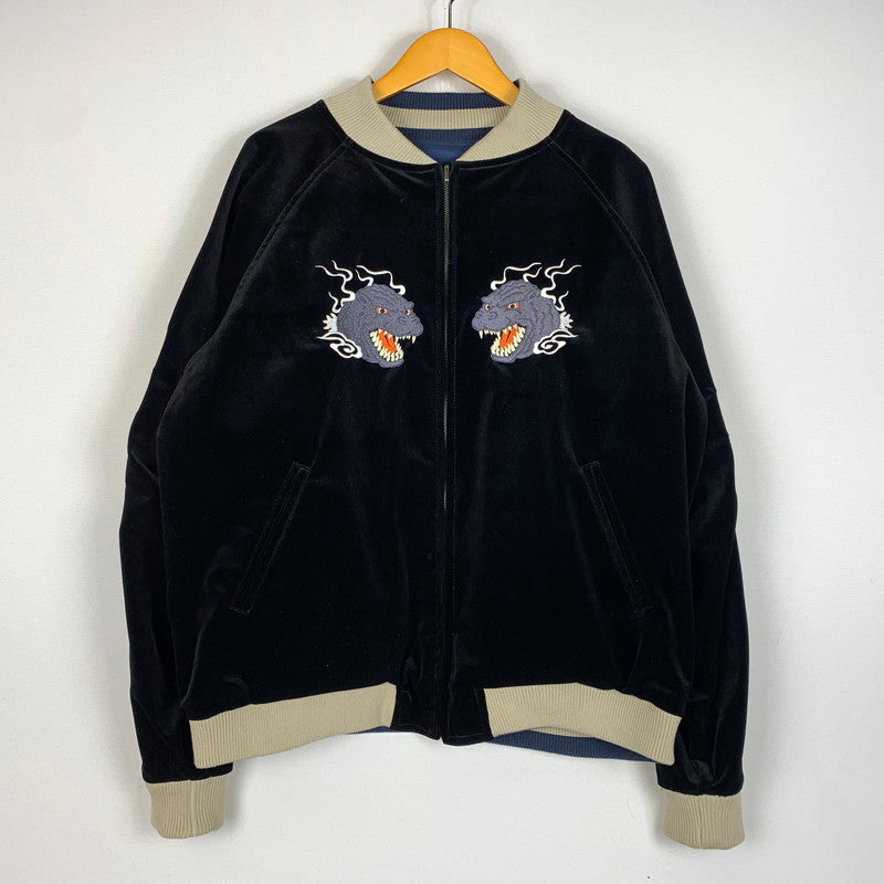 【中古品】【メンズ】 HOMEGAME ホームゲーム GOZZILA REVERSIBLE SOUVENIR JACKET ゴジラ リバーシブル スーベニアジャケット アウター 145-260611-yo-04-tei サイズ：L カラー：ブラック/ブルー 万代Net店