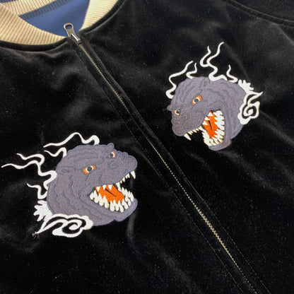 【中古品】【メンズ】 HOMEGAME ホームゲーム GOZZILA REVERSIBLE SOUVENIR JACKET ゴジラ リバーシブル スーベニアジャケット アウター 145-260611-yo-04-tei サイズ：L カラー：ブラック/ブルー 万代Net店