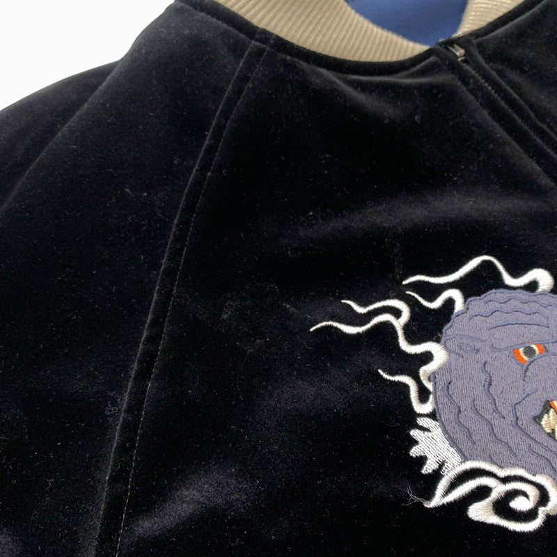 【中古品】【メンズ】 HOMEGAME ホームゲーム GOZZILA REVERSIBLE SOUVENIR JACKET ゴジラ リバーシブル スーベニアジャケット アウター 145-260611-yo-04-tei サイズ：L カラー：ブラック/ブルー 万代Net店
