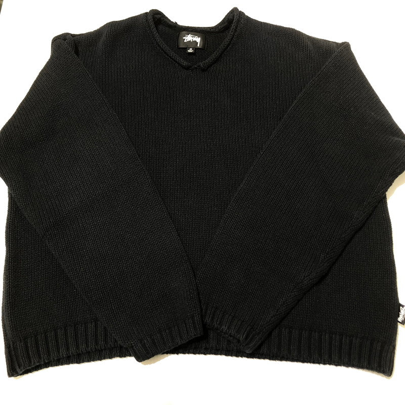 【中古品】【メンズ】 STUSSY ステューシー ROLL V NECK SWEATER 117289 ロール Vネック セーター 長袖 トップス ニット 142-260610-sa-03-tei サイズ：M カラー：ブラック 万代Net店