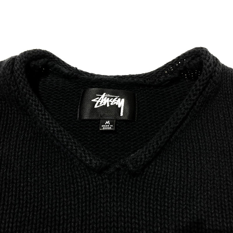 【中古品】【メンズ】 STUSSY ステューシー ROLL V NECK SWEATER 117289 ロール Vネック セーター 長袖 トップス ニット 142-260610-sa-03-tei サイズ：M カラー：ブラック 万代Net店