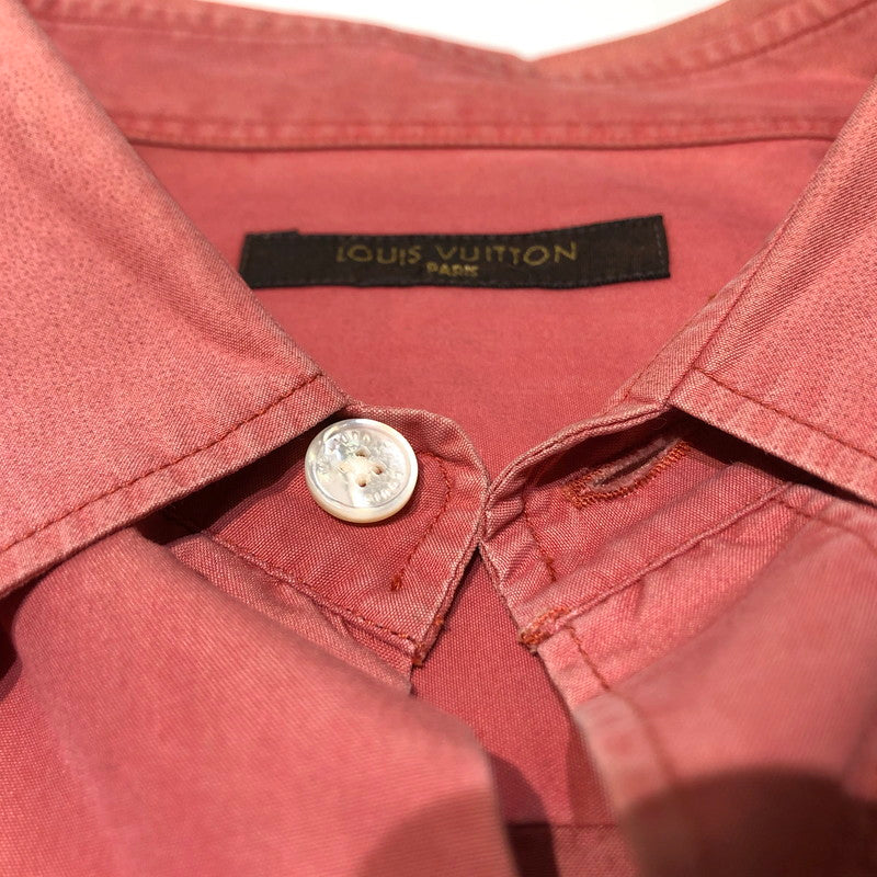 【現状渡し品】【メンズ】 LOUIS VUITTON ルイヴィトン REGULARCOLLAR POCKET S/S SHIRT レギュラー カラー ポケット ショートスリーブ シャツ 半袖 トップス 179-260610-sa-01-tei サイズ：L カラー：ピンク 万代Net店