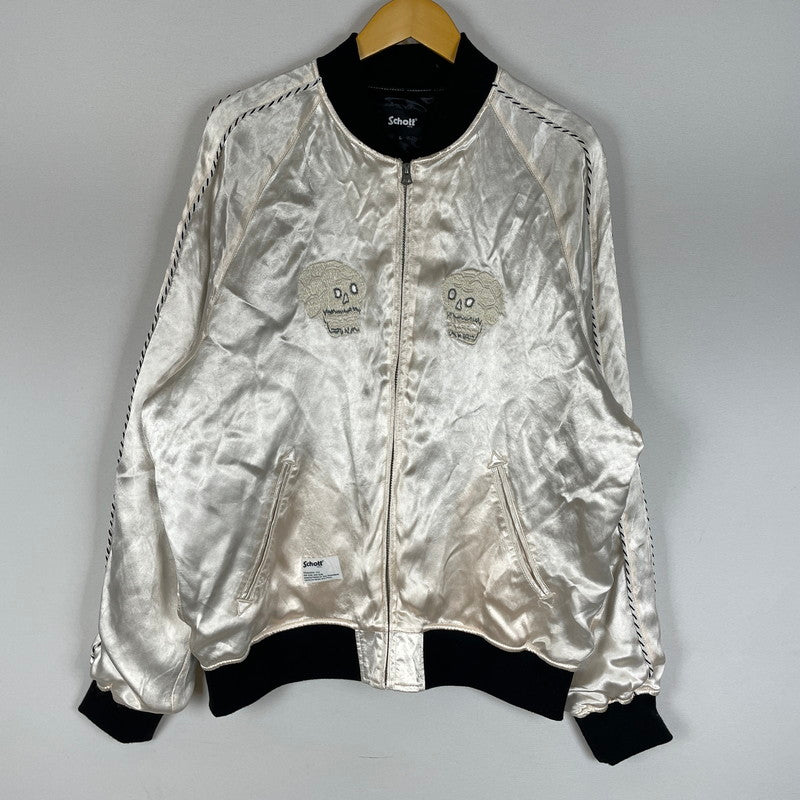 【中古品】【メンズ】 schott ショット RAYON SUKA ASING JACKET 782-5252004 蛇髑髏 レーヨン スカ ジャケット スカジャン ライトアウター 145-260616-yo-06-tei サイズ：L カラー：ホワイト 万代Net店