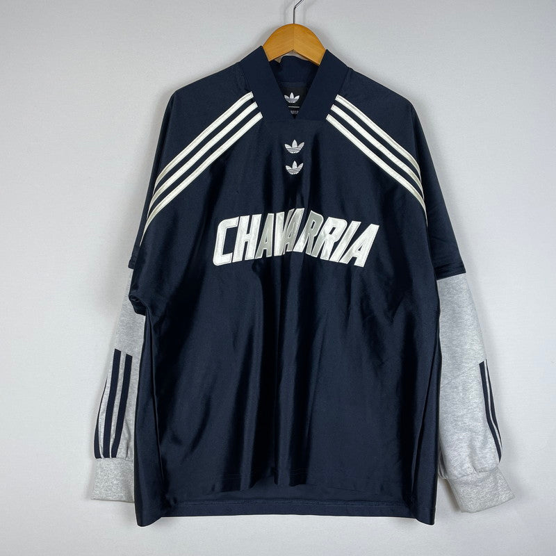 【中古品】【メンズ】 ADIDAS アディダス CHAVARRIA DAZZLE LS JERSEY KD1799 チャバリア ダズル ロングスリーブ ジャージ 長袖 トップス 148-260612-yo-05-tei サイズ：XS カラー：ネイビー 万代Net店