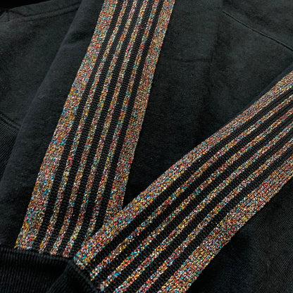 【中古品】【メンズ】 NEEDLES ニードルス × STUDIOUS ステュディオス 別注 コラボ SIDELINE GLITTER PULLOVER HOODIE MR450 サイドライン ラメ プルオーバー フーディ 長袖 トップス パーカー 140-260611-yo-06-tei サイズ：S カラー：ブラック 万代Net店