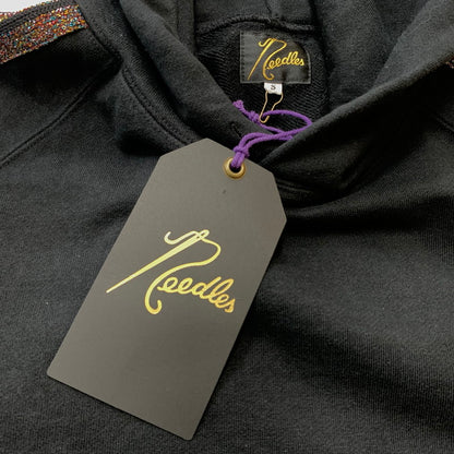 【中古品】【メンズ】 NEEDLES ニードルス × STUDIOUS ステュディオス 別注 コラボ SIDELINE GLITTER PULLOVER HOODIE MR450 サイドライン ラメ プルオーバー フーディ 長袖 トップス パーカー 140-260611-yo-06-tei サイズ：S カラー：ブラック 万代Net店