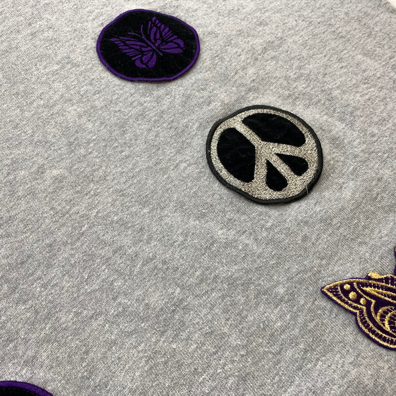 【中古品】【メンズ】 NEEDLES ニードルス × STUDIOUS ステュディオス 別注 コラボ 5ICONS PATCH SWEAT PO LQ378 アイコインズ パッチ スウェット 長袖 トップス トレーナー 140-260611-yo-09-tei サイズ：S カラー：グレー 万代Net店