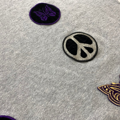 【中古品】【メンズ】 NEEDLES ニードルス × STUDIOUS ステュディオス 別注 コラボ 5ICONS PATCH SWEAT PO LQ378 アイコインズ パッチ スウェット 長袖 トップス トレーナー 140-260611-yo-09-tei サイズ：S カラー：グレー 万代Net店