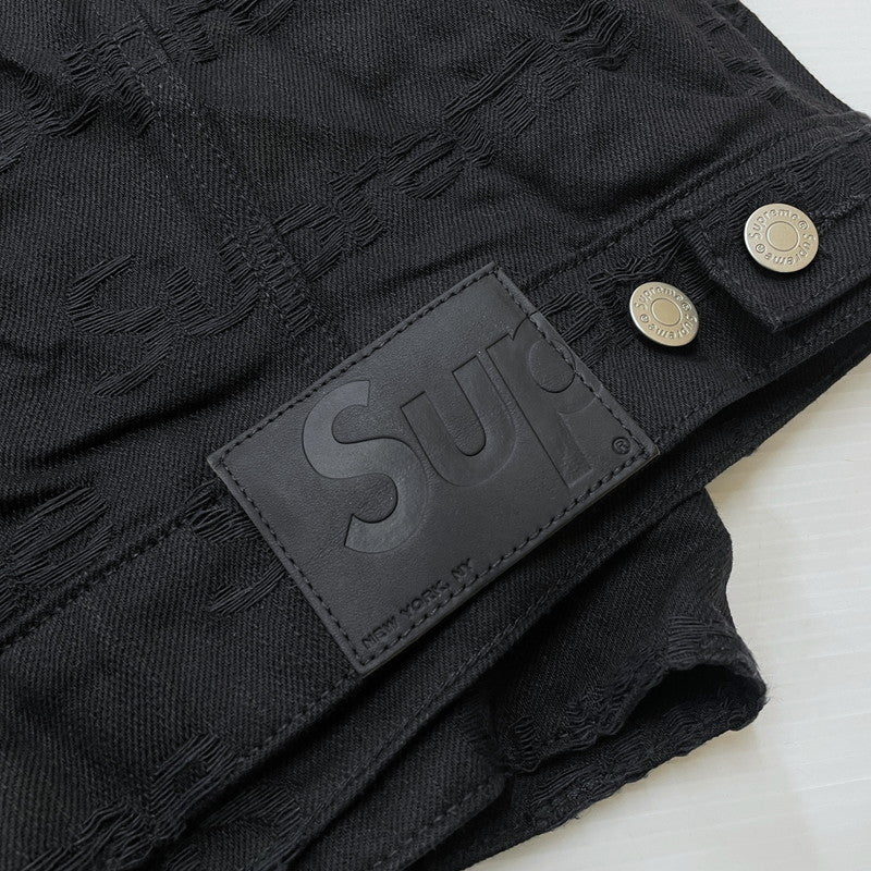 【中古品】【メンズ】 SUPREME シュプリーム 25FW JACQUARD LOGOS DENIM TRUCKER JACKET ジャガード ロゴ デニムトラッカー ジャケット ライトアウター Gジャン 149-260612-yo-01-tei サイズ：XL カラー：ブラック 万代Net店