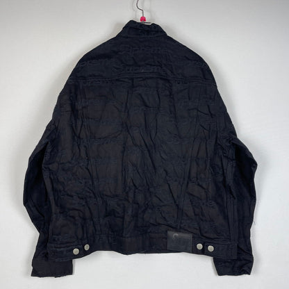 【中古品】【メンズ】 SUPREME シュプリーム 25FW JACQUARD LOGOS DENIM TRUCKER JACKET ジャガード ロゴ デニムトラッカー ジャケット ライトアウター Gジャン 149-260612-yo-01-tei サイズ：XL カラー：ブラック 万代Net店