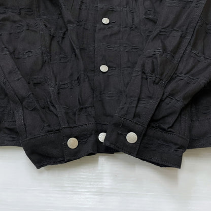 【中古品】【メンズ】 SUPREME シュプリーム 25FW JACQUARD LOGOS DENIM TRUCKER JACKET ジャガード ロゴ デニムトラッカー ジャケット ライトアウター Gジャン 149-260612-yo-01-tei サイズ：XL カラー：ブラック 万代Net店