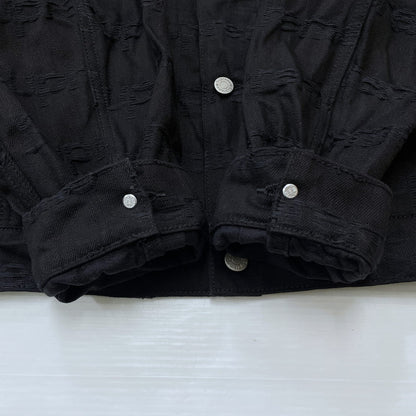 【中古品】【メンズ】 SUPREME シュプリーム 25FW JACQUARD LOGOS DENIM TRUCKER JACKET ジャガード ロゴ デニムトラッカー ジャケット ライトアウター Gジャン 149-260612-yo-01-tei サイズ：XL カラー：ブラック 万代Net店