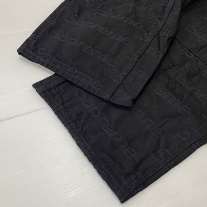 【中古品】【メンズ】 SUPREME シュプリーム 25FW JACQUARD LOGOS DOUBLE KNEE PAINTER JEAN ジャガード ロゴ ダブルニー ペインターパンツ ボトムス デニムパンツ 149-260612-yo-02-tei サイズ：34 カラー：ブラック 万代Net店