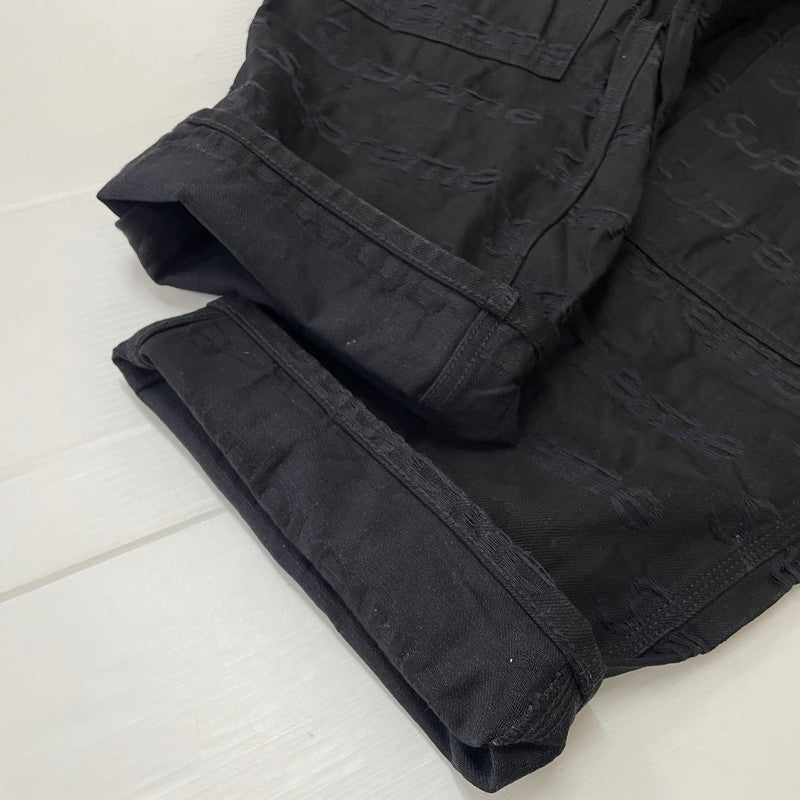 【中古品】【メンズ】 SUPREME シュプリーム 25FW JACQUARD LOGOS DOUBLE KNEE PAINTER JEAN ジャガード ロゴ ダブルニー ペインターパンツ ボトムス デニムパンツ 149-260612-yo-02-tei サイズ：34 カラー：ブラック 万代Net店