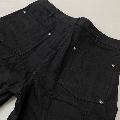 【中古品】【メンズ】 SUPREME シュプリーム 25FW JACQUARD LOGOS DOUBLE KNEE PAINTER JEAN ジャガード ロゴ ダブルニー ペインターパンツ ボトムス デニムパンツ 149-260612-yo-02-tei サイズ：34 カラー：ブラック 万代Net店