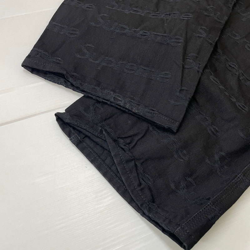 【中古品】【メンズ】 SUPREME シュプリーム 25FW JACQUARD LOGOS DOUBLE KNEE PAINTER JEAN ジャガード ロゴ ダブルニー ペインターパンツ ボトムス デニムパンツ 149-260612-yo-02-tei サイズ：34 カラー：ブラック 万代Net店