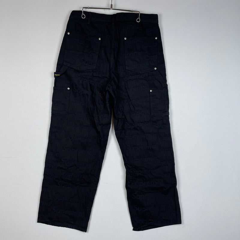 【中古品】【メンズ】 SUPREME シュプリーム 25FW JACQUARD LOGOS DOUBLE KNEE PAINTER JEAN ジャガード ロゴ ダブルニー ペインターパンツ ボトムス デニムパンツ 149-260612-yo-02-tei サイズ：34 カラー：ブラック 万代Net店