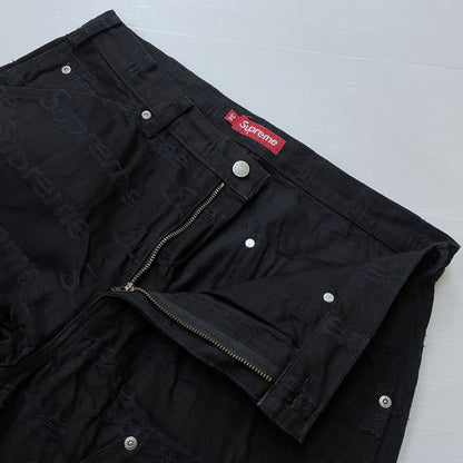 【中古品】【メンズ】 SUPREME シュプリーム 25FW JACQUARD LOGOS DOUBLE KNEE PAINTER JEAN ジャガード ロゴ ダブルニー ペインターパンツ ボトムス デニムパンツ 149-260612-yo-02-tei サイズ：34 カラー：ブラック 万代Net店