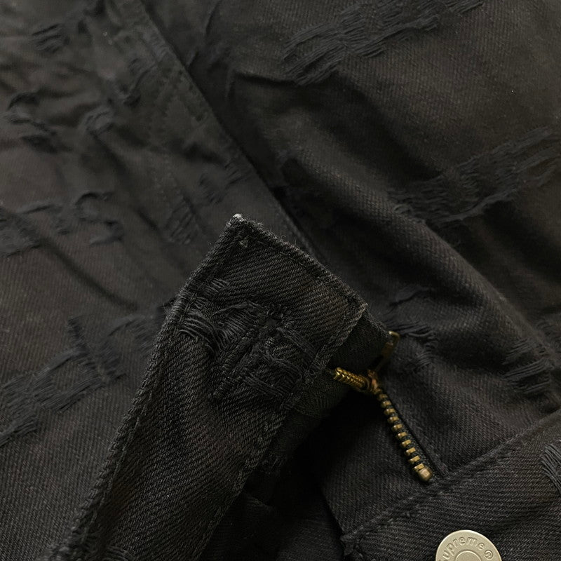【中古品】【メンズ】 SUPREME シュプリーム 25FW JACQUARD LOGOS DOUBLE KNEE PAINTER JEAN ジャガード ロゴ ダブルニー ペインターパンツ ボトムス デニムパンツ 149-260612-yo-02-tei サイズ：34 カラー：ブラック 万代Net店