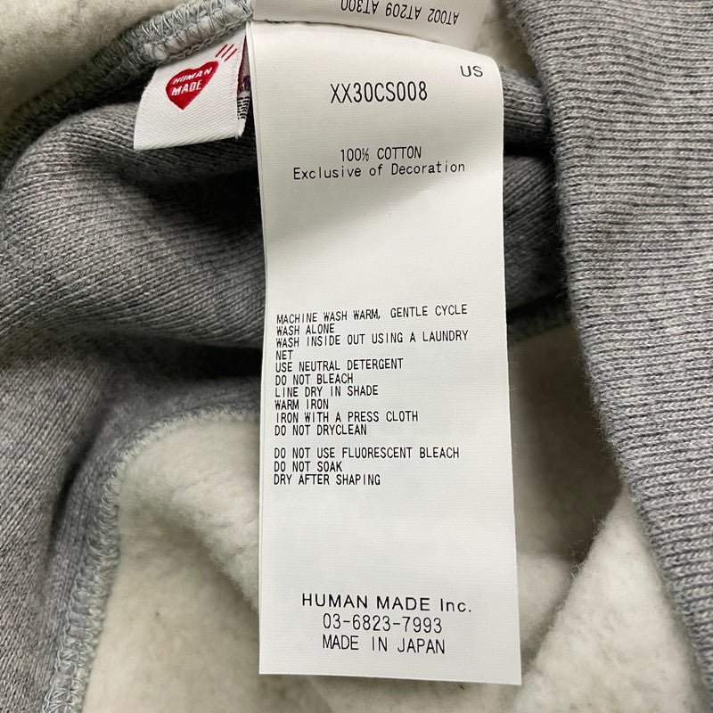 【中古品】【メンズ】 HUMANMADE ヒューマンメイド × UNDERCOVER アンダーカバー 別注 コラボ HEAVYWEIGHT SWEATSHIRT XX30CS008 ヘビーウェイト スウェットシャツ 長袖 トップス トレーナー 142-260612-yo-04-tei サイズ：XXL カラー：グレー 万代Net店