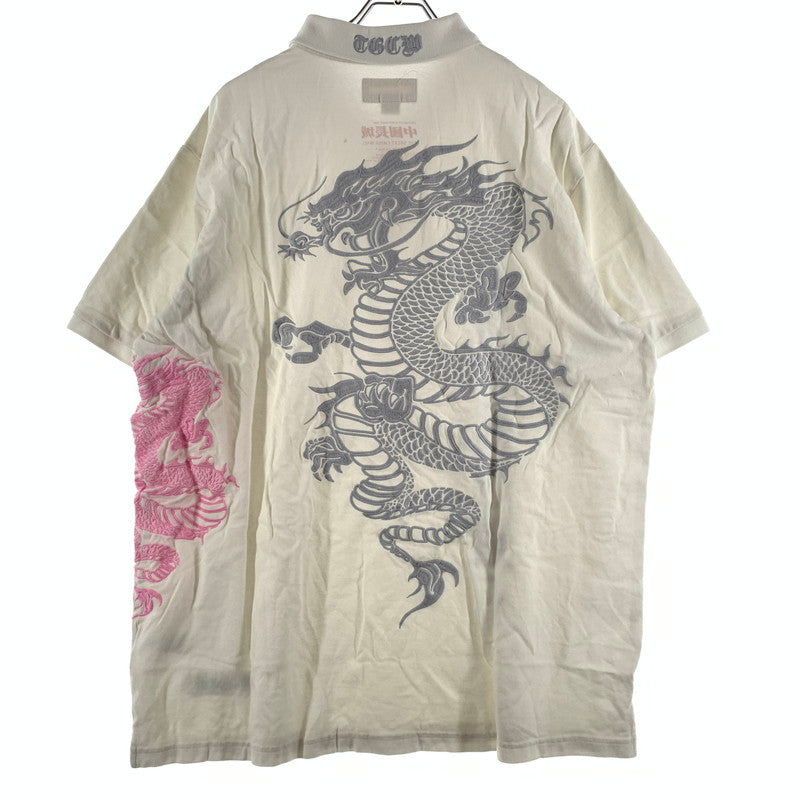【中古品】【メンズ】 Supreme シュプリーム THE GREAT CHINA WALL DRAGON POLO グレート チャイナ ウォール ドラゴン ポロ 半袖 トップス 149-260613-ko-15-tei サイズ：XL カラー：ホワイト 万代Net店
